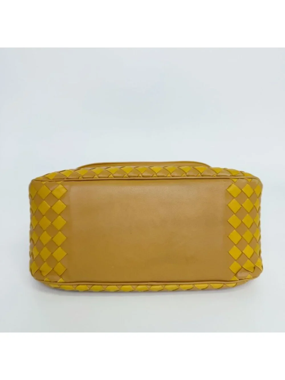 Bottega Veneta Intrecciato Flap Shoulder Bag Leather Yellow Camel Vintage